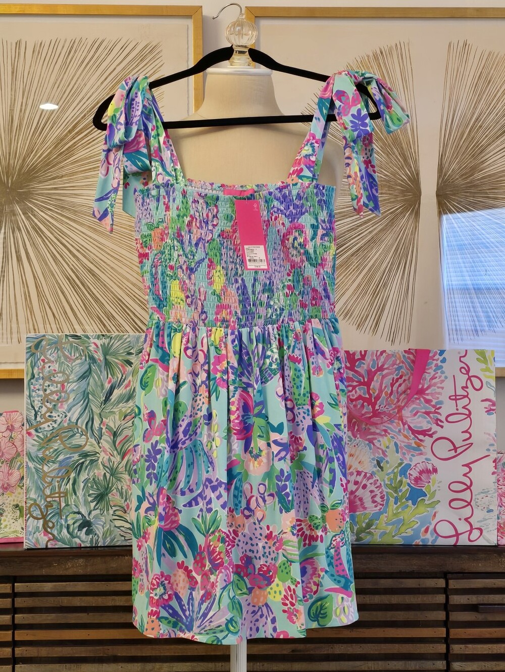 Lilly Pulitzer Rivera Smocked Skirt Romper Dress Me and My Zesty Bow Tie Straps